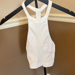 Free People White Ribbed Tank Top
